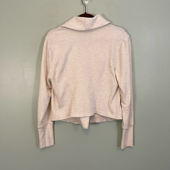 H BY HALSTON Jacket Womens 16 Plus Rib Knit Moto Rider Stretch Cotton Blend Tan - Picture 2 of 8